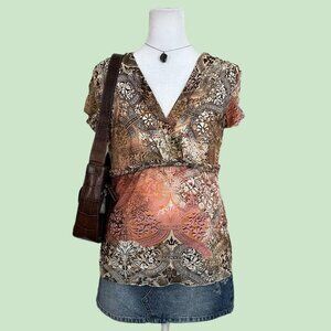 floral paisley abstract y2k top boho whimsical grunge